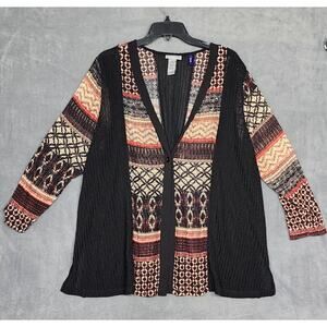 Catherines Mesh‎ Cardigan Petite 1XWP 18/20WP Black Red Artsy Boho Coastal